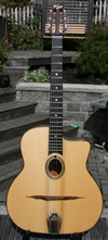 USED 2006 DELL’ARTE OVAL HOLE HOMMAGE GUITAR (INDIAN ROSEWOOD BACK AND SIDES) WITH JUMBO FIBERGLASS 