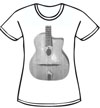 Women's Distressed Gypsy Jazz Guitar Body White T-Shirt