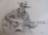 Drawing by Tony Green - "GREG RUBY - PEARL DJANGO GUITARIST"