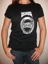 Women's Distressed OVAL Hole "Petite Bouche" Gypsy Jazz Black T-Shirt