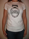 Women's Distressed OVAL Hole "Petite Bouche" Gypsy Jazz White T-Shirt