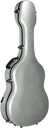 FIBERGLASS JUMBO GYPSY GUITAR CASE, SILVER