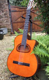 Manouche Modele Concert 12 Fret Nylon String D-Hole Guitar with Hiscox Hard Shell Case 